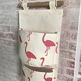 Inwagui Hängeorganizer Hängende Kombination mit 3 Tasche Wand Tür Wandschrank Speicher Beutel Baumwolltuch Hängeaufbewahrung – Flamingo A - 4