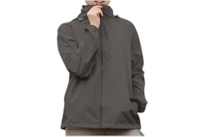 DKLOVIFU Regenjacke Damen Wasserdicht Atmungsaktiv,Damen Ultraleicht Regenjacke, Einfarbig, Übergröße, mit Kapuze, Winddicht, Lockerer Mantel, Wasserdicht, Raglan-Manschetten, Aufbewahrungstasche