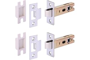 HUNTA HANDLEZONE® 2 Pack 76mm / 3 inch Polished Stainless Steel Premium Tubular Mortice Latch, Catch for Internal Timber Doors - 57mm Backset