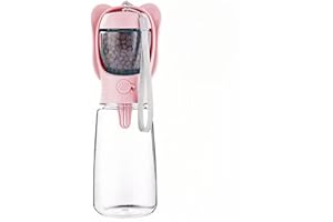 ANLITENT Alitent Portable Drinking Water 2 in 1 Dog Bottle with Bowl for Walking Camping Traveling, Puppy Stuffs,Accessories, Leakproof Travel Water Bottles And Food Girl Pink 19OZ