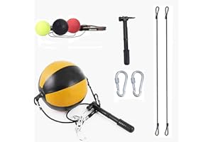 HUICHAI Double End Speed Ball Leather Boxing Double End Speed Ball Bag MMA Double End Dodge Ball Punching Training Floor to Ceiling Rope Workout