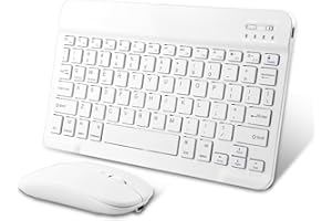 FOGCAYS Universal Ultra-Slim Keyboard Rechargeable Wireless Keyboard Portable Key-board Compatible with iPad/Samsung Tab/Lenovo Tab/iOS/Android/Windows (White with Mouse)