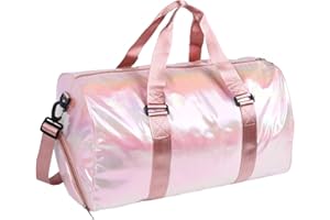 FADCAER Gym Sports Duffle Bag, Waterproof Travel Duffel Bag with Shoes Compartment and Wet Pocket, Holdall Bag for Sport for Traveling, The Gym, and as Sports Equipment Bag/Organizer (Pink)