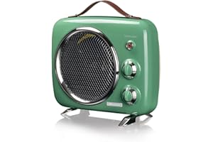 Ariete 808 Chauffage soufflant Vintage, Froide et chaud, Thermostat réglable, poignée de transport facile Vert 2000 W