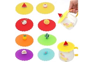 FARYODI 8 Tapas de Silicona para Vasos de Bebida con Cubierta de Cristal - Tapa Antipolvo y a Prueba de Fugas para Tazas de Café y Otras Bebidas (10 cm)