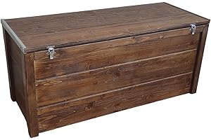 TOTAL WOOD 2012 Cassapanca in Legno per Esterno Resistente alle Intemperie 100x40x45 cm Color Noce Scuro con catramina Interna Anche su Misura