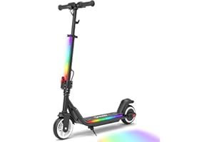 iScooter IK3/IK3MAX Trottinette Électrique Enfant 6",pour 6–15 Ans,9-13km Autonomie,Frein Électronique au Pouce,Frein de Pied,Lumières LED,Écran LED,Vitesse 5/10/16 km/h,Noir/Rose