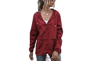SotRong Chaqueta impermeable ligera y plegable para mujer, rompevientos para ciclismo al aire libre, chaqueta con cremallera con capucha, de secado rápido, impermeable a prueba de ducha