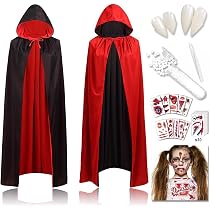 Cape Halloween Réversible Noir/rouge 150 Cm - Capuche, Vampire, Pour Adulte Et Ado, Cosplay, Fête Déguisée