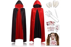 MQIAN Disfraz Vampiro Niña 90 cm, Disfraz Halloween, Reversible Capa Halloween, Negro Rojo Disfraz Vampira, Capa Halloween Niño, Disfraz De Dracula Niño, Capa Disfraz, Capas Halloween, Capa Vampiro Niña