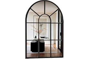 Marctani Espejo Ventana de Metal - Espejo Pared Grande Decoracion para Recibidor, Salon, Comedor, Dormitorio - Espejos Decorativos Industrial de Diseño (Negro 90x60cm)