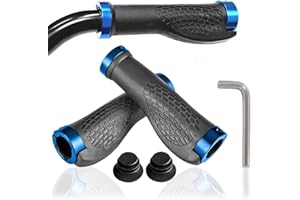 YooGeek Blue Ergonomic Grips Non-Slip Rubber Bicycle Handle, Bicycle Handlebar Grips, Bicycle Handle, Ergonomic Handlebar Grips for E-Bike, Trekking Bike, Mountain Bike, Touring Bike