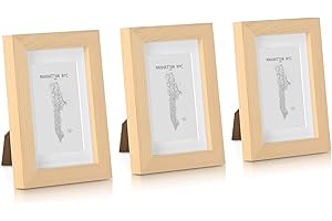 CLASSIC BY CASA CHIC Classic de Casa Chic - marco de fotos de madera real - madera natural - juego de 3 - con paspartú - ancho del marco 2 cm