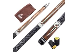 CUESOUL 58 Inch 19oz 1/2 Jointed Maple Billiard Pool Cue Stick Set with Irish Linen Wrap, Canadian Maple Shaft Weight Adjustable, 11.5/13mm 6-Layered Baked Pig Leather Tip & Rubber Bumper