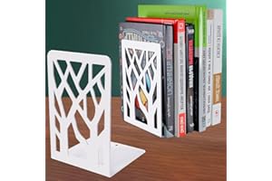 DARUITE Buchstütze, Buchstützen aus Metall, Rutschfester Bücherhalter, Buchhalter für schwere Bücher, Buchstützen für Regale, Zuhause, Büro, Schreibtisch, Küche (1 Paar, 165 x 90 x 120 mm, weiß)