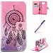 Produktbild Galaxy S6 Edge Leder Hülle,Samsung Galaxy S6 Edge Glitzer Hülle,Galaxy S6 Edge Hülle Flip Case,Galaxy S6 Edge Blumen Hülle,EMAXELERS Samsung Galaxy S6 Edge Hülle Für Mädchen,Samsung Galaxy S6 Edge PU Leder Wallet Brieftasche Schutzhülle,Galaxy S6 Edge Bookstyle Folio Wallet Cover Ledertasche Schutzhülle Case Tasche mit Standfunktion und Karte Halter Lederhülle für Samsung Galaxy S6 Edge G925,Pink background & Black campanula