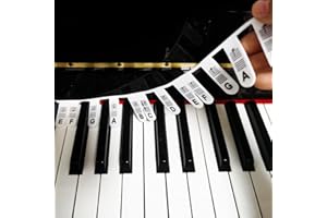 AIEX Naklejki na Pianino, Okragly Róg Pelnowymiarowe Naklejki na Klawiature Pianina 88 Klawiszy Silikonu Bez Potrzeby Przyklejania Wielokrotnego Uzytku i Zdejmowane Piano Keyboard Stickers ze Skrzynka