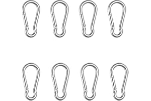 ZNGOU 8Pcs M6 Carabiner Clip Heavy Duty Small Stainless Steel Carabiner Hook Camping Clip Hook Carabiner Snap Hook Clips Spring Snap Clip Locking Carabiner Keychain for Outdoor Camping Hiking Fishing