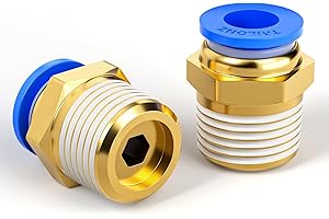 TAILONZ PNEUMATIC Male Straight 8mm Tube OD x 3/8 BSP Push to Connect Fittings PC8-03 (Pack of 10)