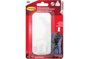 Command Crochet Utilitaire XL pour Poids Lourds – 1 Crochet Blanc et 2 Bandes Adhésives pour Intérieur, pour articles jusqu'à 4,5 kg – Pas de clous, pas de trous, pas de perçage