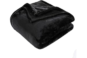 GonZalo GraCia. Cosy Winter Warm Faux Fur Mink Sofa Bed Throw Fleece Black Blanket Bed Blanket Giant Blanket Sofa Throw 3 Seater 200x240cm (Black, King)