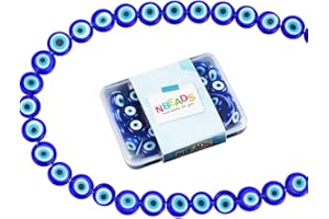 NBEADS Perline per Occhi Malvagi, 1 Fili 38 Pezzi Piastra Rotonda Blu Perle di Vetro Fatte A Mano Perline di Vetro Perline per Braccialetti Collana Creazione di Gioielli