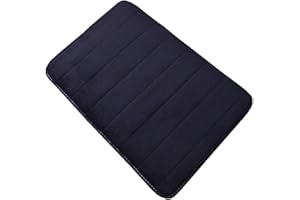VSUSN Bathroom Mat Non Slip Bath Mat Memory Foam Bathroom Carpet, Microfiber, Rectangle, Absorbent, Easy to clean (Black, 30 x 50 cm)