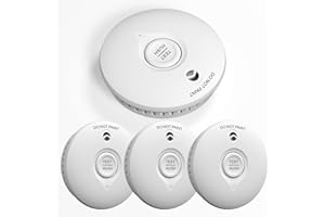 RUAN Rivelatore di fumo 10 anni di batteria | Rivelatore di incendio per la casa Rivelatore di incendio con funzione mute e autotest Sensore fotoelettrico, certificato Q DIN EN14604, 4 pezzo