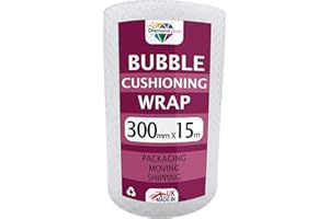 DIAMOND PLAST Bubble Cushioning Wrap for Packaging and Mailing, Heavy Small Air Bubbles, 300mm x 15m Roll, Packing or Storage (300mm x 15m)