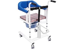 ZOOBOTANICA Transferstuhl für Senioren mit Tragbares Töpfchen,Hydraulischer Patientenlifter Transferstuhl,180° Geteilter Sitz Patientenlifter,bis 90kg Höhenverstellbar,Rollstuhl,Duschstuhl,Toilettenstuhl