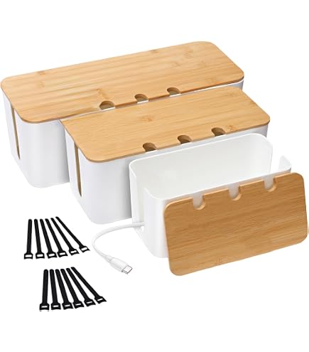 Boîte De Rangement Pour Câbles Avec Couvercle En Bois - Cache Multiprise - 3 Tailles - ABS Noir