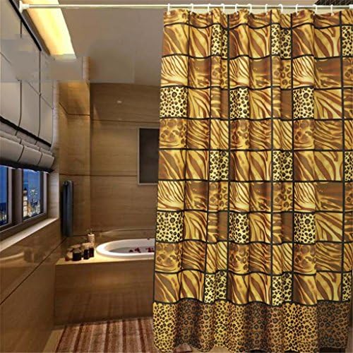 Classic Leopard Color Polyester Shower Curtain Bathroom Thickening Waterproof Mildew Toilet Partition Curtain ( Size : 240*200cm )