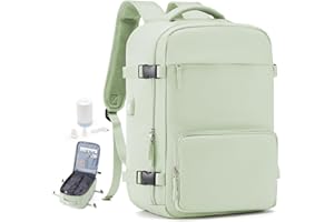 wassdins Mochila con Bomba al Vacio Viaje Cabina Avion 40x20x25, Ryanair Mochilas de Viaje para Avion 40 Litros, Bolsillo Antirrobo, Airbag Compression Backpack Hombre Mujer