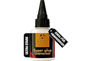 HEKTO INDUSTRIALS Hekto 30g Sekundenkleber extra stark flüssig – XL Vorteilsgröße – Wasserfest & hitzebeständig – Nadel Verschluss – Kunststoff Metall Holz Keramik Stein