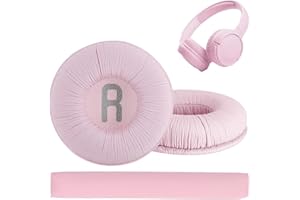 ERIOSCAR 1 para poduszek pod kask i 1 opaska na głowę do JBL Tune600 T500BT T450 T450BT JR300BT (nie pasuje do Tune600 btnc) z pianką pamięciową, ergonomiczne wzornictwo - 70 mm (plisowana skóra białkowa