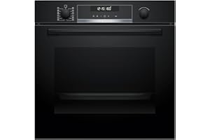 Bosch HBG578BB3, Serie 6, Einbau-Backofen, 60 x 60 cm, Pyrolyse-Selbstreinigung, Air Fry Funktion, 3D-Heißluftfunktion, Soft Close, Hydrolytische Reinigungshilfe, Automatikprogramme, Versenkknebel