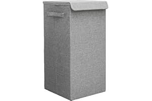 DuneDesign 50L Cesto Biancheria Sporca con Coperchio - 30x30x60 Cesta Portabiancheria Salvaspazio Grigio - Mobile Bagno Laundry Basket Cestino Panni Sporchi Porta Biancheria Sporca per Bagno