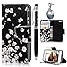 Produktbild iPhone 5/iPhoneSE Hülle,KASOS iphone 5/iphoneSE Lite Case Bunt Gemalt Book Type PU Leder Tasche Cover Handyhülle Brieftasche Etui Handy Schutzhülle Ledertasche,Weiße Blumen+ Stöpsel Staubschutz + Eingabestift