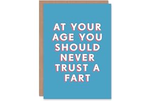 ARTERY8 Kartka urodzinowa Old Age Never Trust Fart For Him Man Male Dad Brother Papa Grandad Greeting Card Fun Funny Humor Joke
