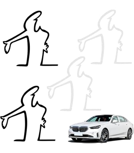 Lot De 4 Autocollants Humour Pour Voiture - Vinyle Résistant, 8x8 Cm, Noir Et Blanc, Décoration Personnalisée