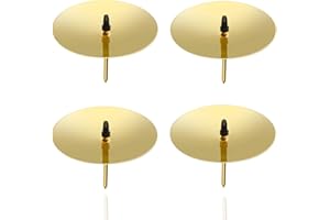 HAPPYMAS 4X Adventskranzstecker 5 cm Kerzenhalter - universell für Kerzen - Kerzenteller mit Dorn - Kerzenstecker für Adventskranz Weihnachten Adventskranzhalter mit Dorn (Gold)
