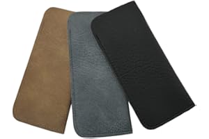 SHONYE Portable PU Leather Glasses Pouch for Glasses Storage, 3-Pack Water&Dust Proof Reading Glasses Cases in 3 Colors, Genric Glasses Bags Super Soft to Protect Glasses