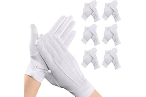 BONGSHAKALAKA 6 Paar Weiße Handschuhe Baumwolle Baumwollhandschuhe Mit Schnappverschluss Inspektionshandschuhe Genähte Handschuhe Für Formelle Smokings Für Hautpflege, Schmuck Untersuchen, Tägliche Arbeit