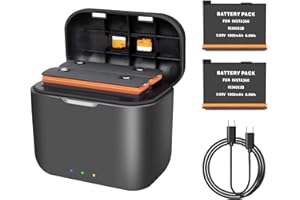 DXHBC Dexian Type-C Battery Charger for Insta360 One X3 Action Camera Mini Charging Station for Dual Batteries, X3 Battery Charging Hub With USB Charging Cable (Charger + 2 Batteries)