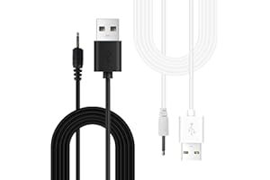 IBEIKE 2 Pcs Massager Wand Vibrator Charger Cable, Replacement 5V Power USB Charging Wire to DC, Replacement Charging Cable For Massagers Nail Art Vibrator Face Cleanser (Black & White, 80cm & 50cm)