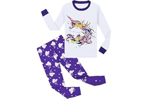 Garsumiss Pijamas para Niña Dos Piezas de Unicornio Manga Larga Invierno Pijama 2-12 Años