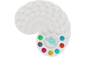 EUPSIIU 10 Pièces Palette Peinture, Palette Ronde en Plastique Blanc, Palette de Mélange en Plastique Blanc, Palette de Peinture d'art, Peinture Acrylique et l'Aquarelle