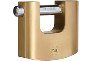 Yale Lucchetto rettangolare in ottone di alta sicurezza Y114B/80/118/1, corpo 80mm, gancio in acciaio indurito, 3 chiavi