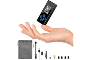 ONHERM Pompe à Vélo Électrique, Mini Pompe Vélo Numérique LCD Manomètre 4400 mAh, 100 PSI Pompe à Air de Vélo avec Valve Presta et Schrader pour VTT, Vélo de Ville et Vélo de Route