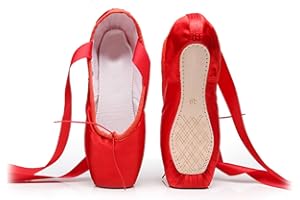 XSCLPOMDDY Ballet Dance Toe Shoes Professional Satin Pointe Shoes Slippers with Sewed Ribbon for Girls Womens